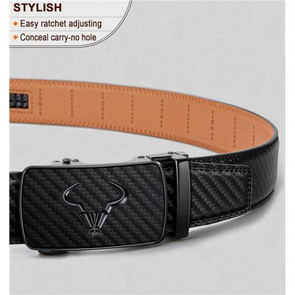 BULLIANT Mens Leather Ratchet Belt Adjustable Dress Belt Formal Work Gift - Picture 2 of 7